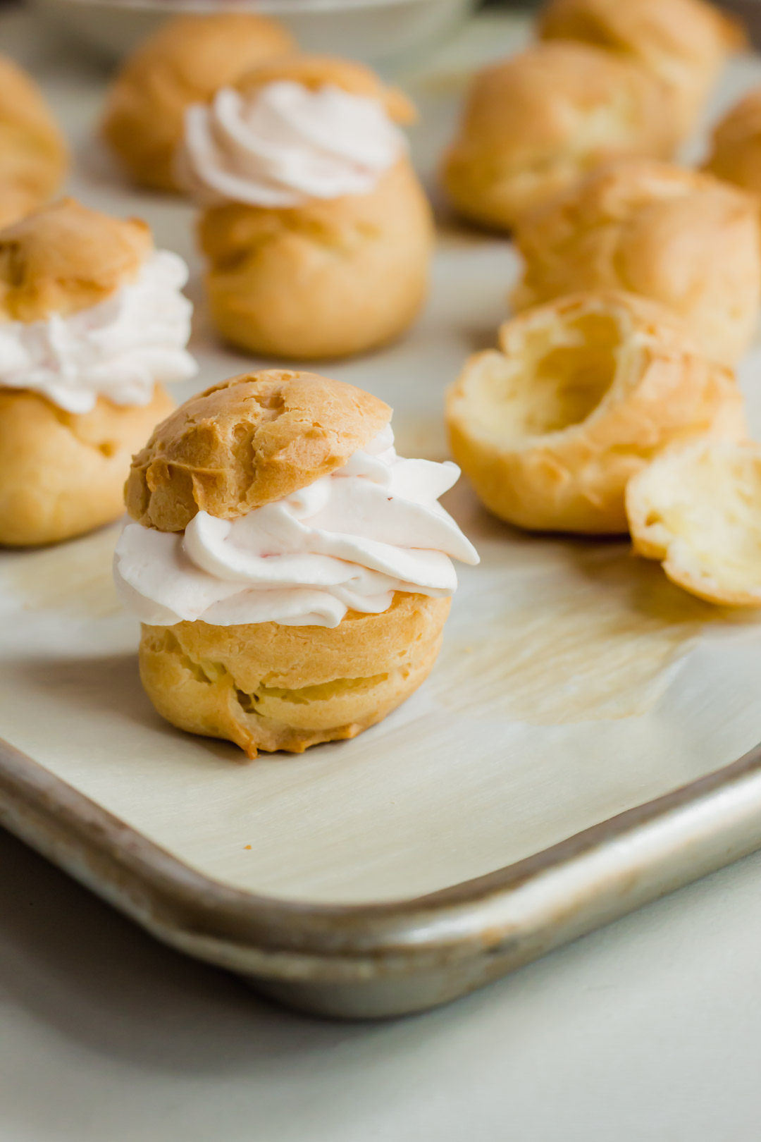 Profiteroles with Strawberry Cream