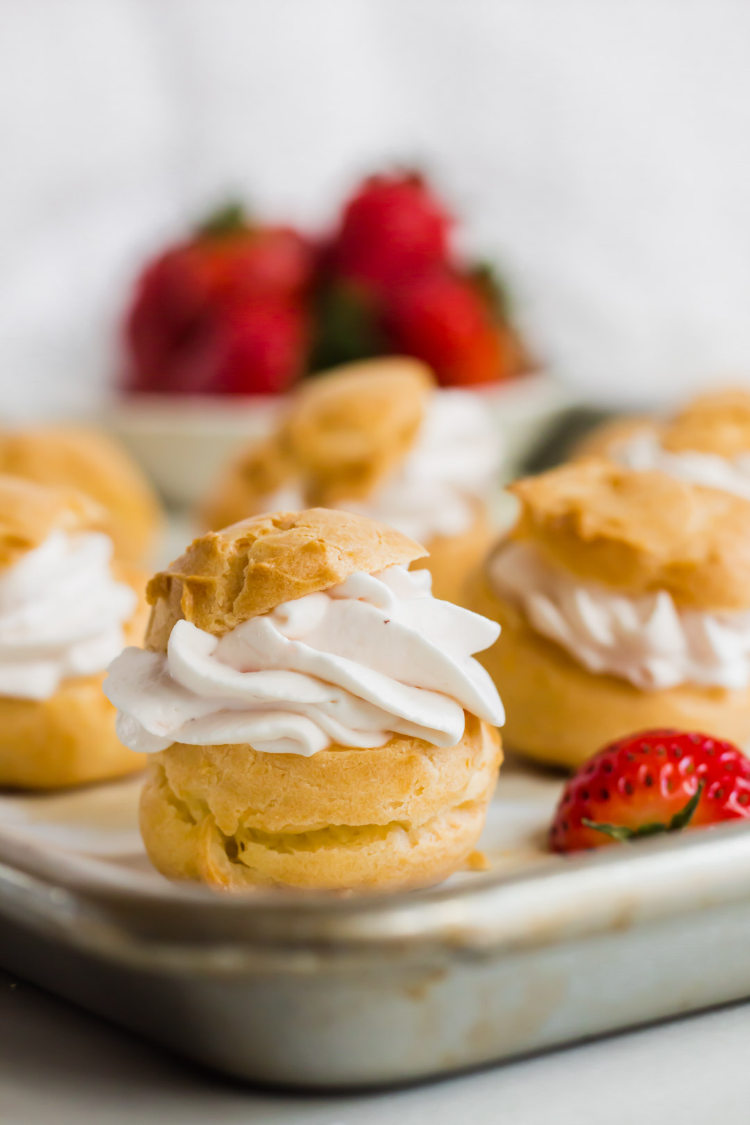 Profiteroles with Strawberry Cream