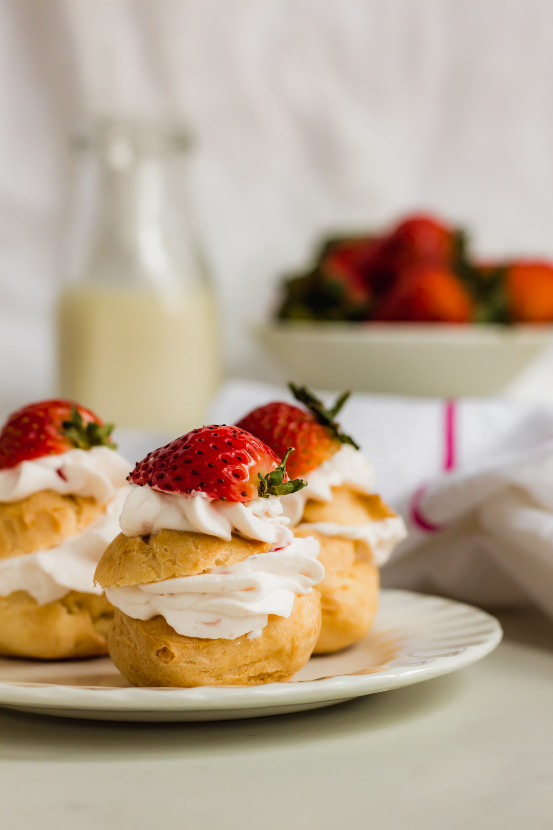 Profiteroles with Strawberry Cream