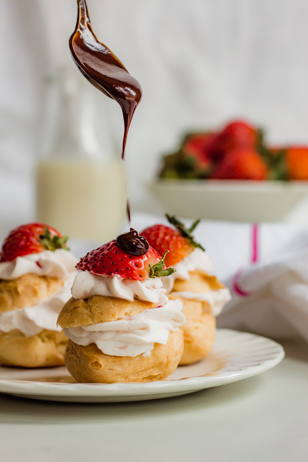 Profiteroles with Strawberry Cream