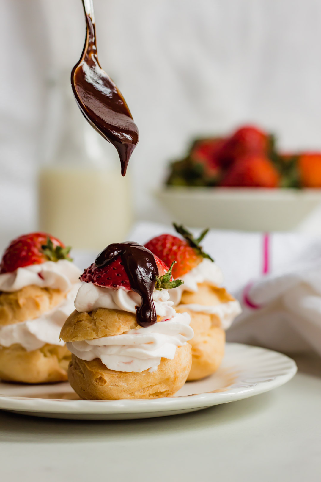 Profiteroles with Strawberry Cream