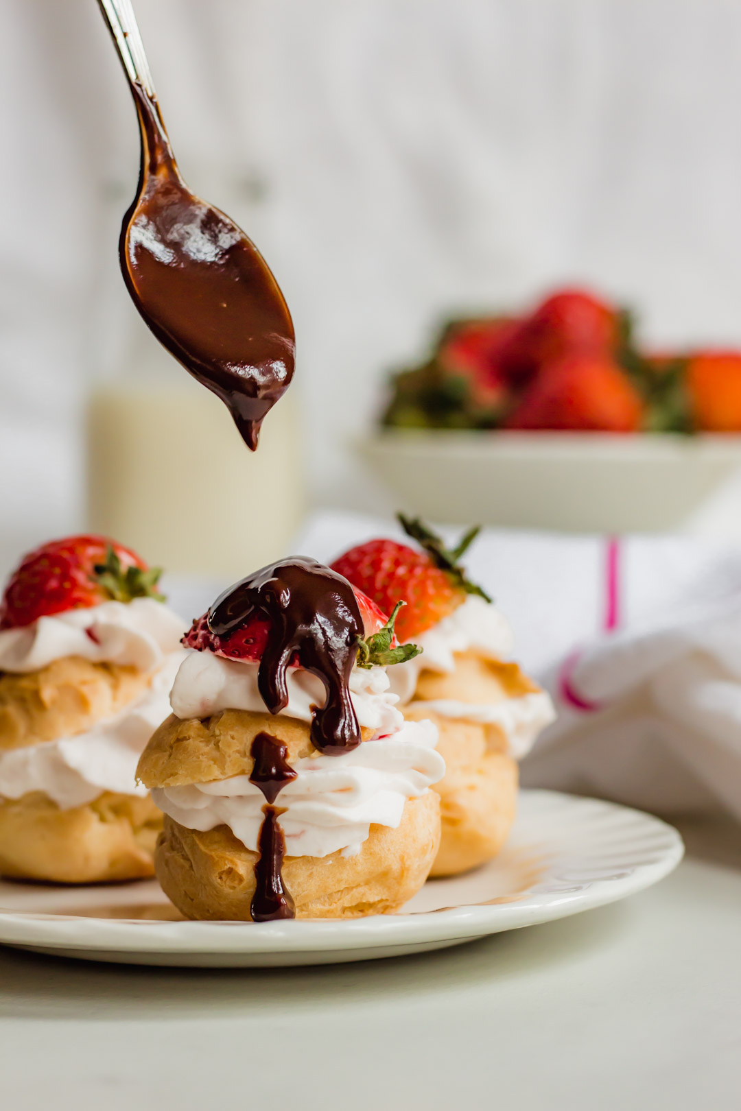 Profiteroles with Strawberry Cream