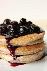 Gluten-Free Buttermilk Pancakes with Blueberry Sauce